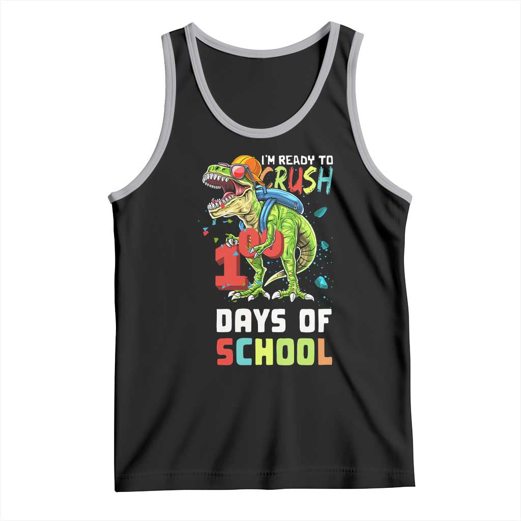 Ready To Crush 100 Days Of School Tank Top T Rex Dinosaur Boys TS10 Black Athletic Heather Print Your Wear