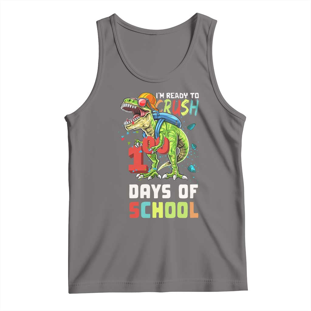 Ready To Crush 100 Days Of School Tank Top T Rex Dinosaur Boys TS10 Deep Heather Print Your Wear