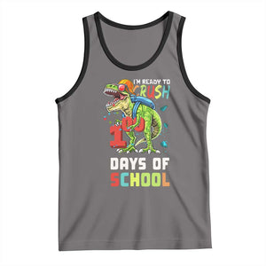 Ready To Crush 100 Days Of School Tank Top T Rex Dinosaur Boys TS10 Deep Heather Black Print Your Wear