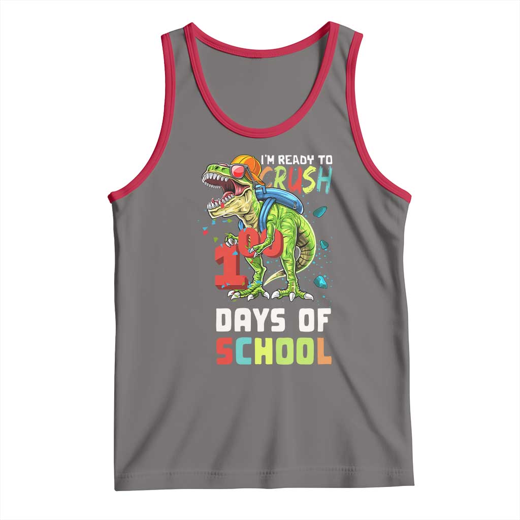 Ready To Crush 100 Days Of School Tank Top T Rex Dinosaur Boys TS10 Deep Heather Red Print Your Wear