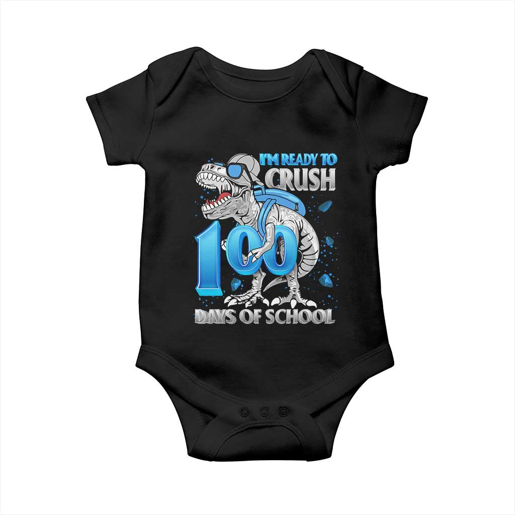 100 Days Of School Dinosaur Baby Onesie Trex 100th Day of School Boy Gifts TS10 Black Print Your Wear