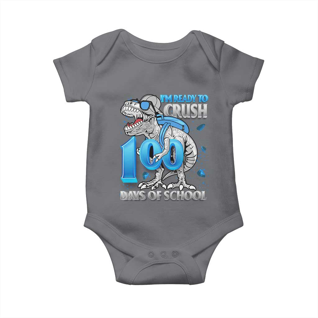 100 Days Of School Dinosaur Baby Onesie Trex 100th Day of School Boy Gifts TS10 Charcoal Print Your Wear