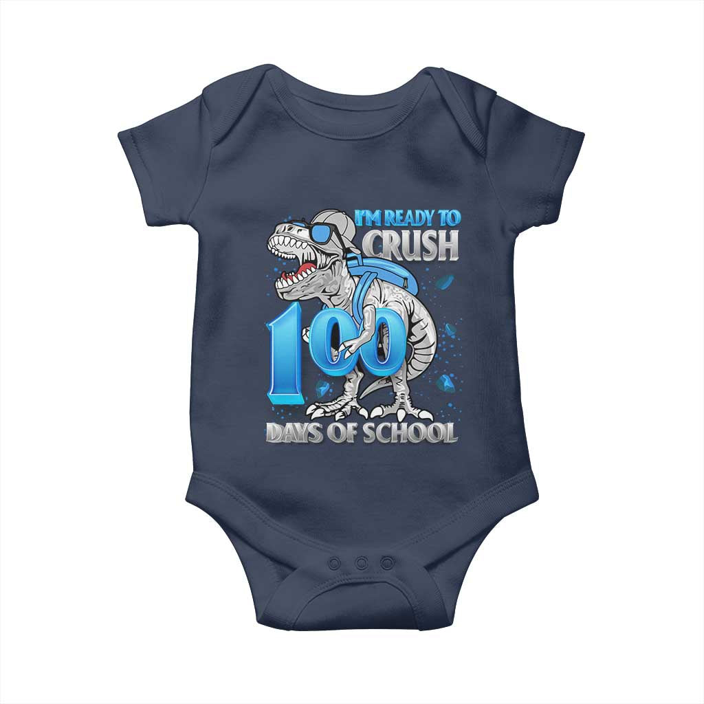 100 Days Of School Dinosaur Baby Onesie Trex 100th Day of School Boy Gifts TS10 Navy Print Your Wear
