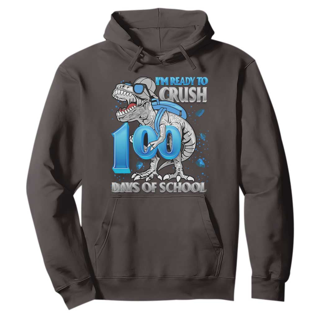 100 Days Of School Dinosaur Hoodie Trex 100th Day of School Boy Gifts TS10 Dark Chocolate Print Your Wear
