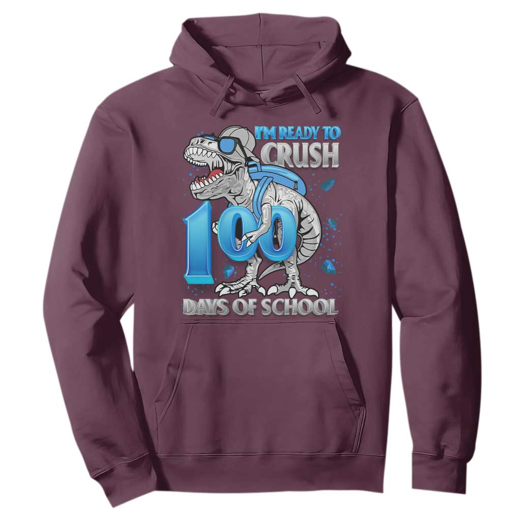 100 Days Of School Dinosaur Hoodie Trex 100th Day of School Boy Gifts TS10 Maroon Print Your Wear