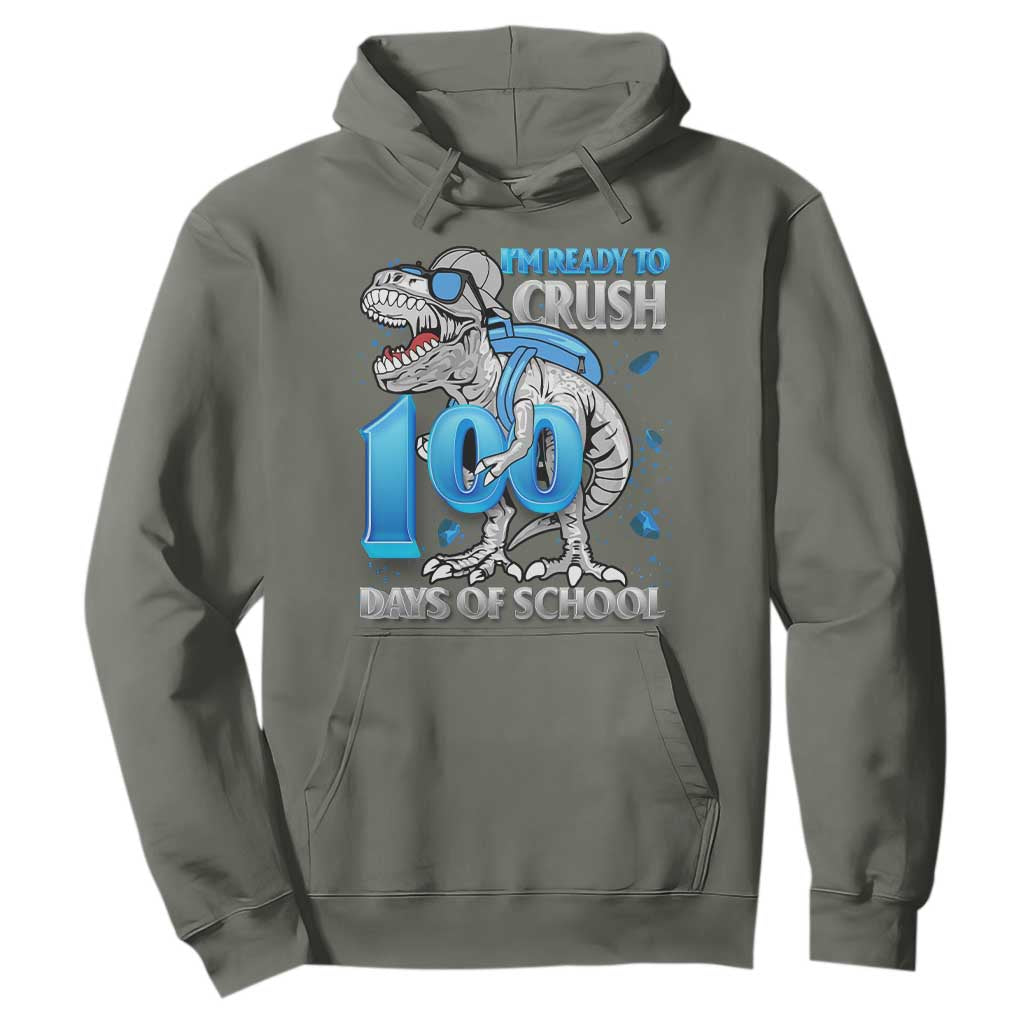 100 Days Of School Dinosaur Hoodie Trex 100th Day of School Boy Gifts TS10 Military Green Print Your Wear