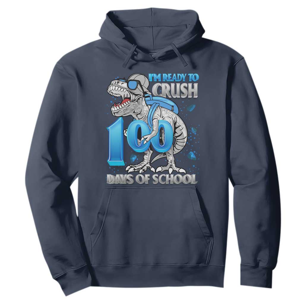 100 Days Of School Dinosaur Hoodie Trex 100th Day of School Boy Gifts TS10 Navy Print Your Wear