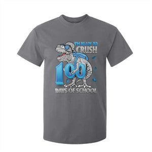 100 Days Of School Dinosaur T Shirt For Kid Trex 100th Day of School Boy Gifts TS10 Charcoal Print Your Wear