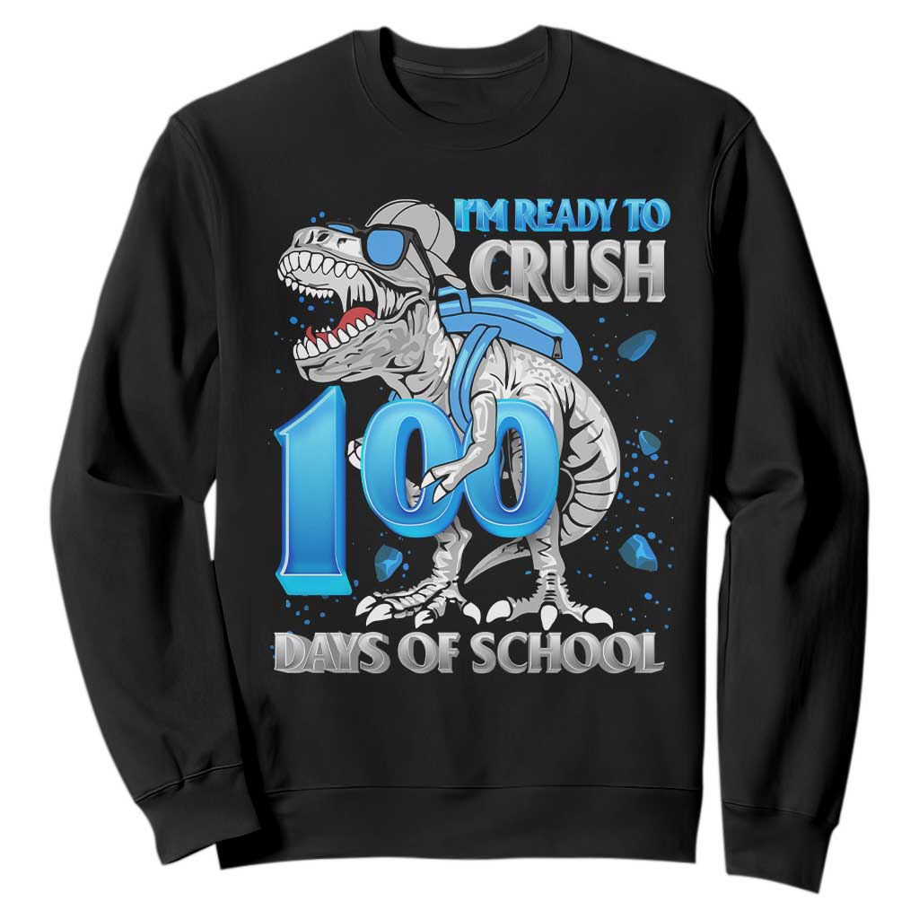 100 Days Of School Dinosaur Sweatshirt Trex 100th Day of School Boy Gifts TS10 Black Print Your Wear