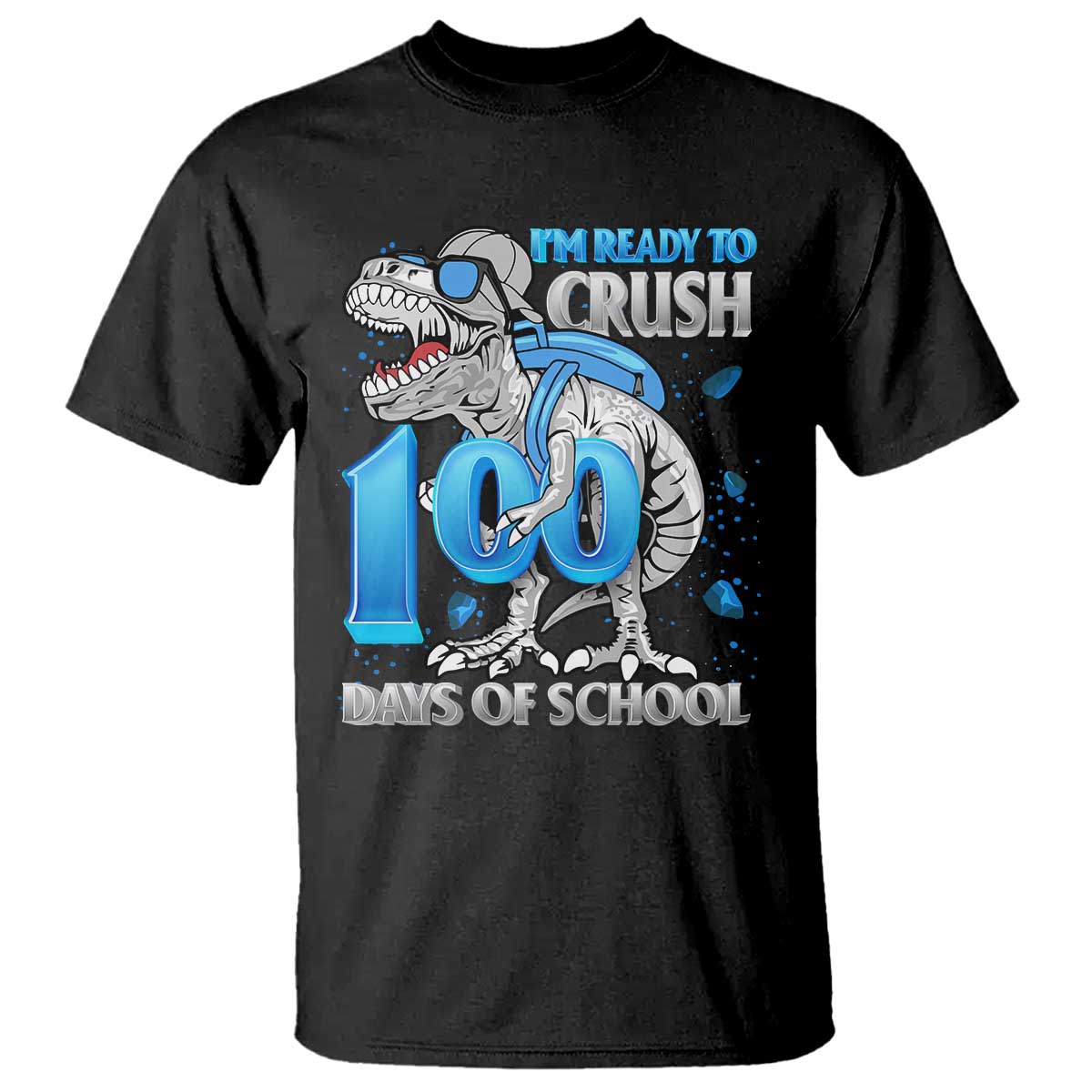 100 Days Of School Dinosaur T Shirt Trex 100th Day of School Boy Gifts TS10 Black Print Your Wear