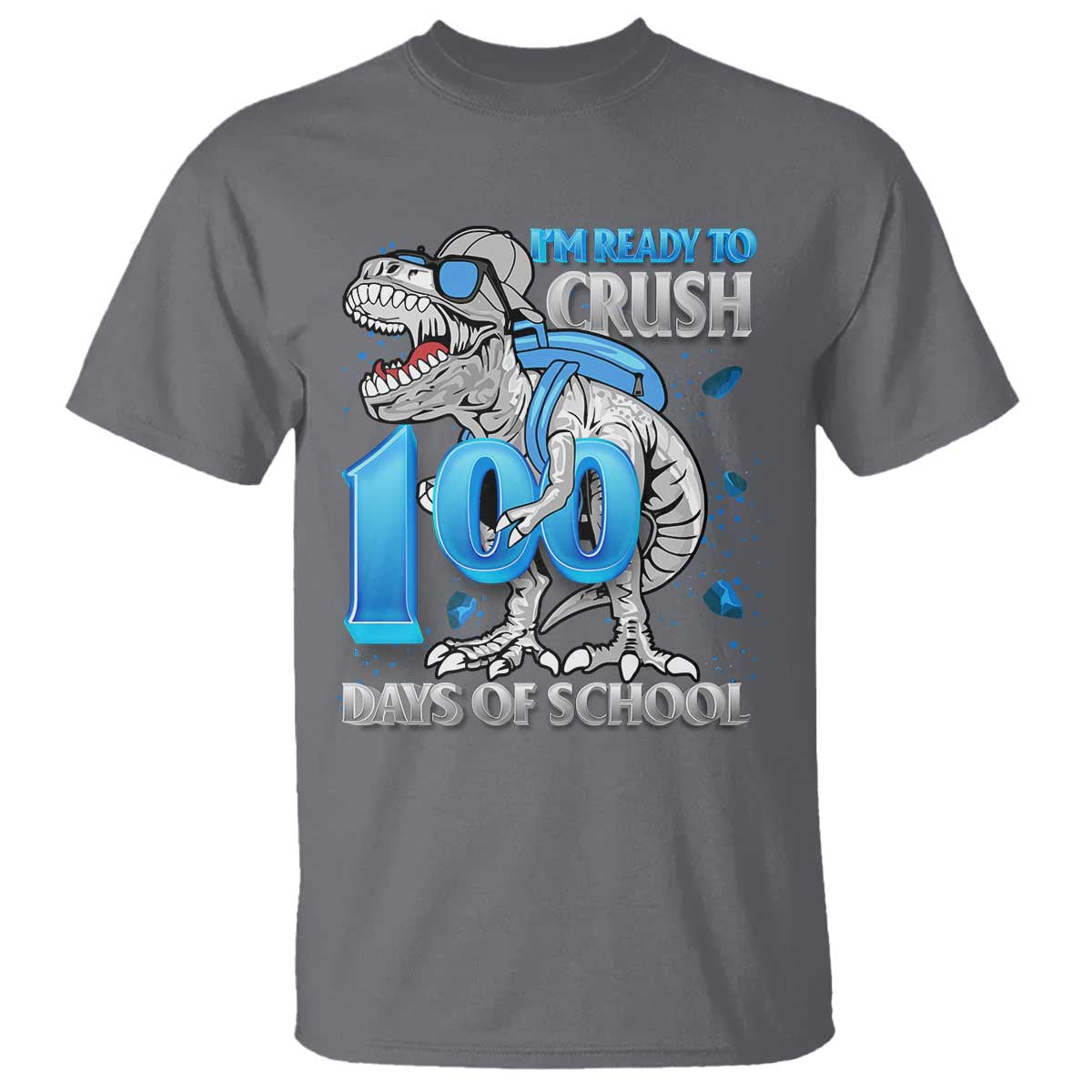 100 Days Of School Dinosaur T Shirt Trex 100th Day of School Boy Gifts TS10 Charcoal Print Your Wear