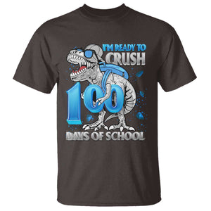 100 Days Of School Dinosaur T Shirt Trex 100th Day of School Boy Gifts TS10 Dark Chocolate Print Your Wear