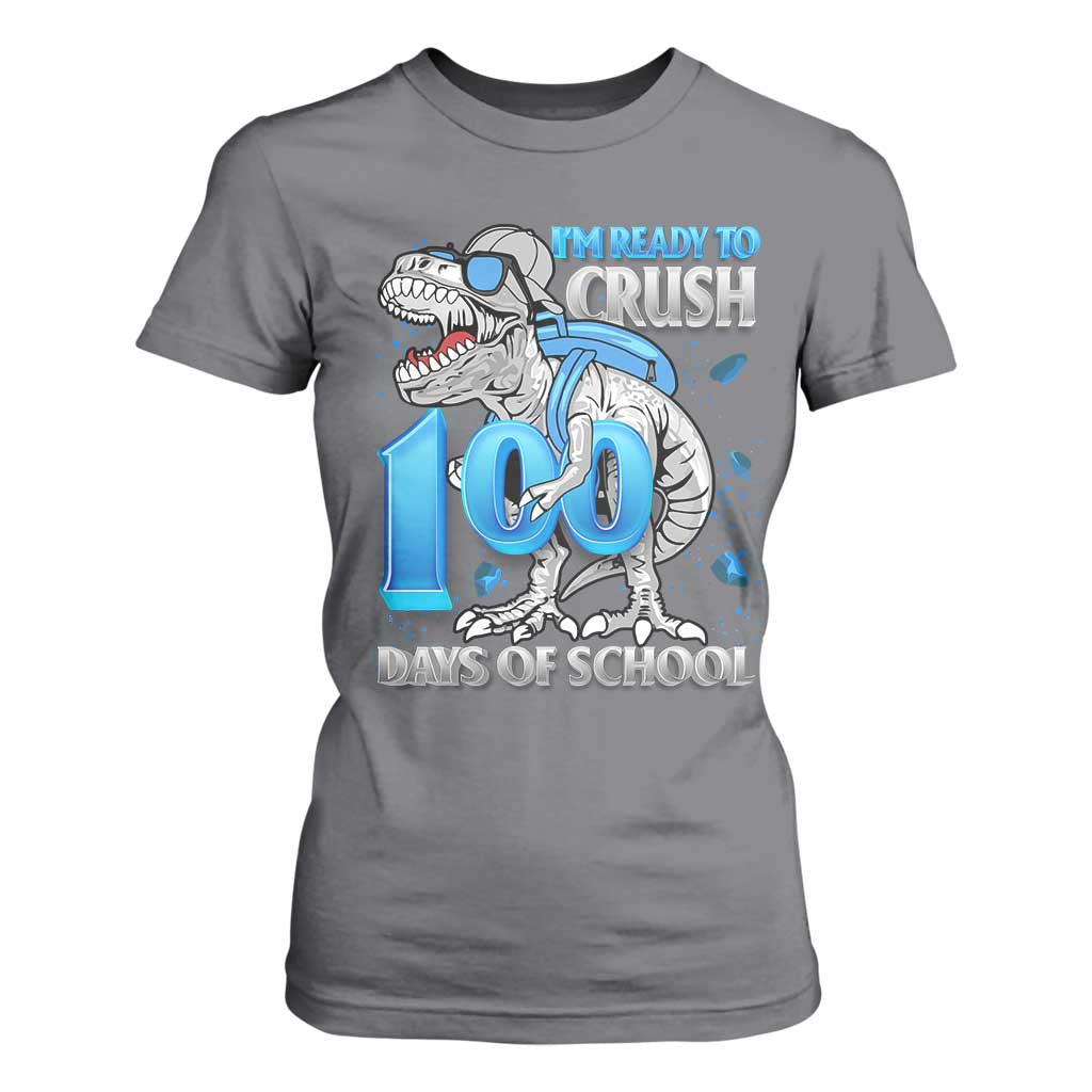 100 Days Of School Dinosaur T Shirt For Women Trex 100th Day of School Boy Gifts TS10 Charcoal Print Your Wear