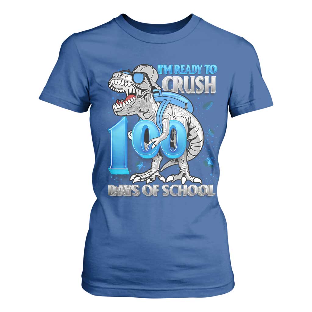 100 Days Of School Dinosaur T Shirt For Women Trex 100th Day of School Boy Gifts TS10 Royal Blue Print Your Wear