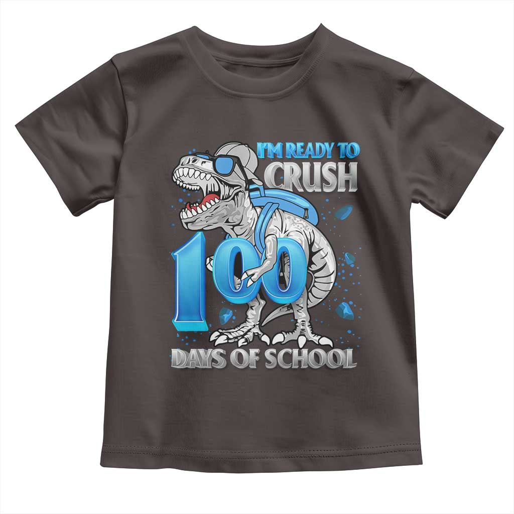 100 Days Of School Dinosaur Toddler T Shirt Trex 100th Day of School Boy Gifts TS10 Dark Chocolate Print Your Wear