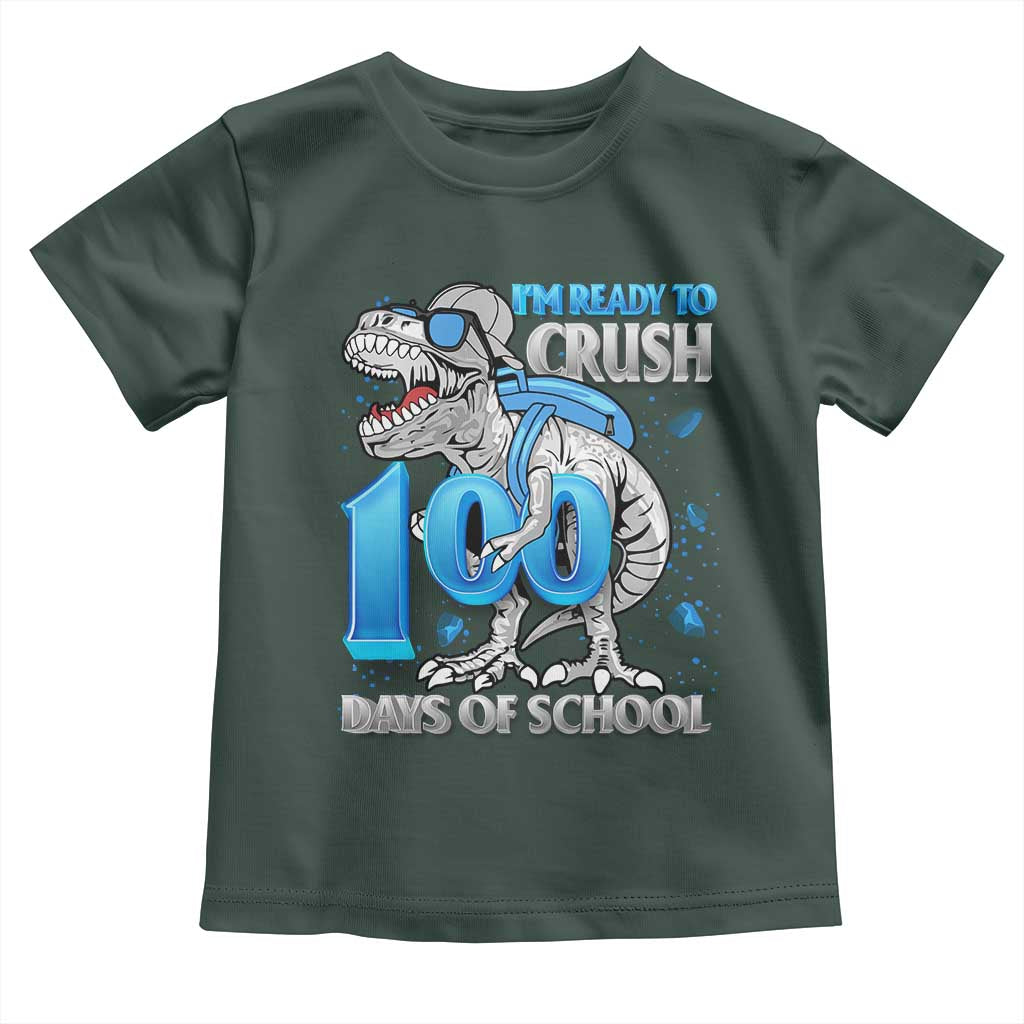 100 Days Of School Dinosaur Toddler T Shirt Trex 100th Day of School Boy Gifts TS10 Dark Forest Green Print Your Wear