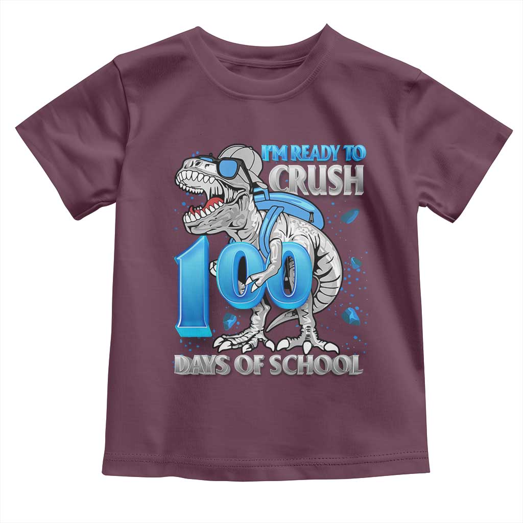 100 Days Of School Dinosaur Toddler T Shirt Trex 100th Day of School Boy Gifts TS10 Maroon Print Your Wear