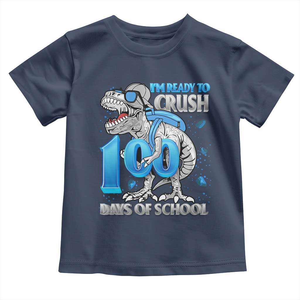 100 Days Of School Dinosaur Toddler T Shirt Trex 100th Day of School Boy Gifts TS10 Navy Print Your Wear