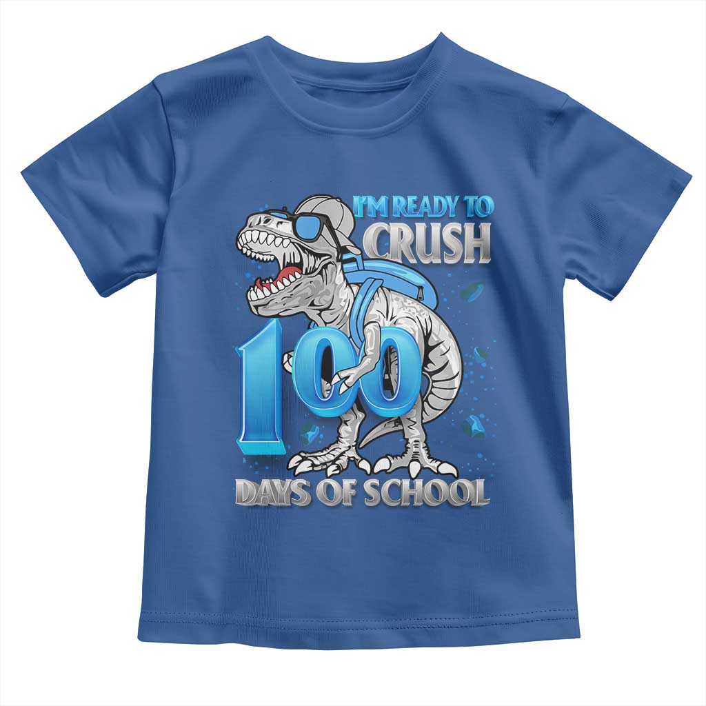 100 Days Of School Dinosaur Toddler T Shirt Trex 100th Day of School Boy Gifts TS10 Royal Blue Print Your Wear