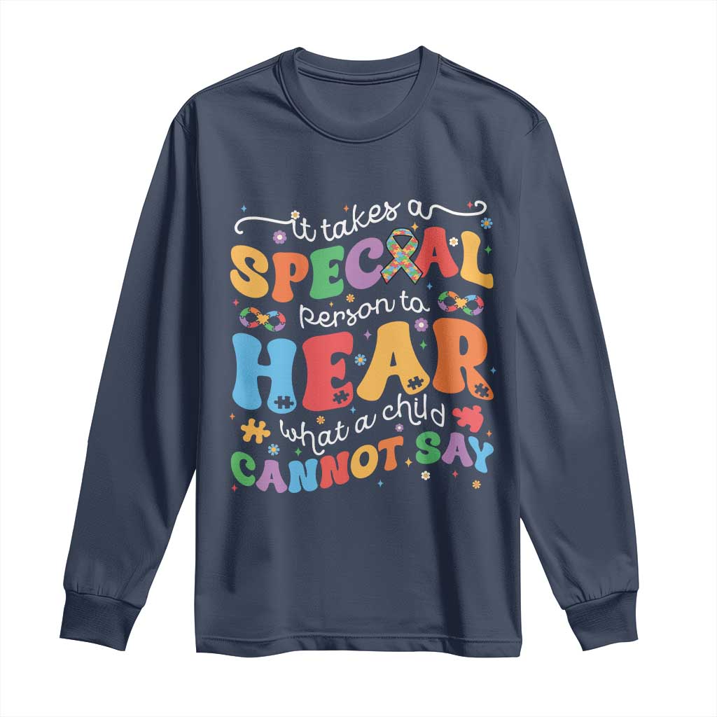 Special Education Teacher Long Sleeve Shirt Inspirational SPED Teachers Autism A Special Person TS10 Navy Print Your Wear