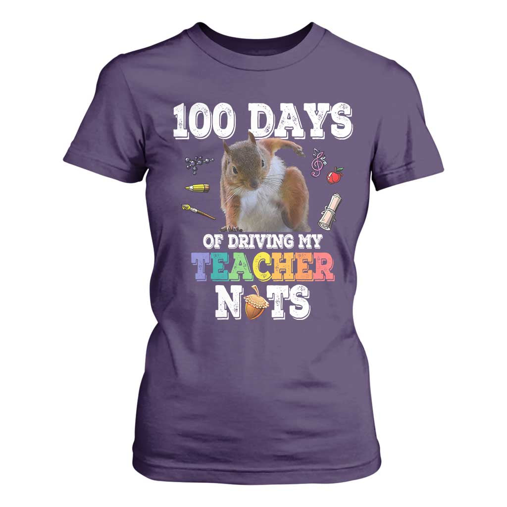 100th Day Of School T Shirt For Women Driving My Teacher Nuts Dabbing Squirrel 100 Days TS10 Purple Print Your Wear