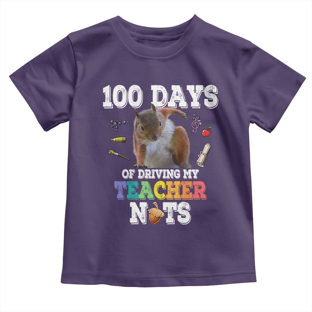 100th Day Of School Toddler T Shirt Driving My Teacher Nuts Dabbing Squirrel 100 Days TS10 Purple Print Your Wear
