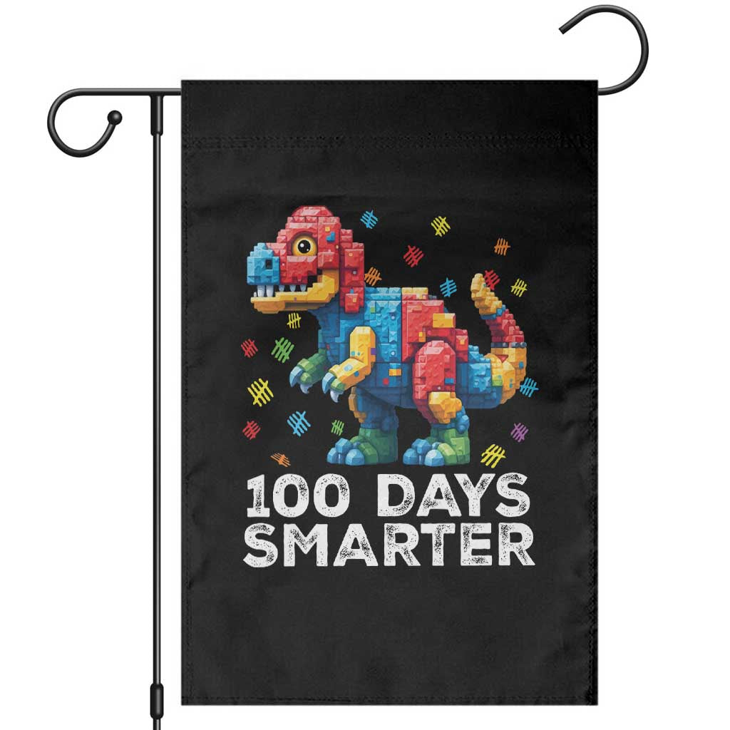 Dinosaur 100 Days Smarter Garden Flag Building Bricks Dinosaur 100th Day Kids TS10 Black Print Your Wear