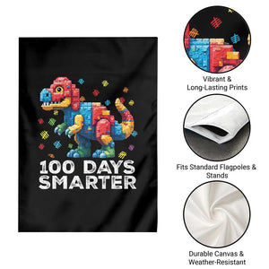 Dinosaur 100 Days Smarter Garden Flag Building Bricks Dinosaur 100th Day Kids TS10 Print Your Wear