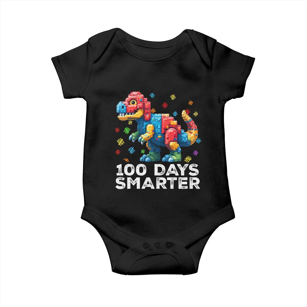 Dinosaur 100 Days Smarter Baby Onesie Building Bricks Dinosaur 100th Day Kids TS10 Black Print Your Wear