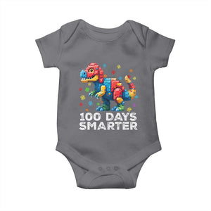 Dinosaur 100 Days Smarter Baby Onesie Building Bricks Dinosaur 100th Day Kids TS10 Charcoal Print Your Wear