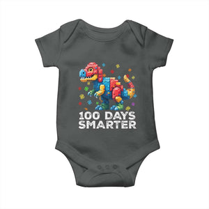Dinosaur 100 Days Smarter Baby Onesie Building Bricks Dinosaur 100th Day Kids TS10 Dark Heather Print Your Wear