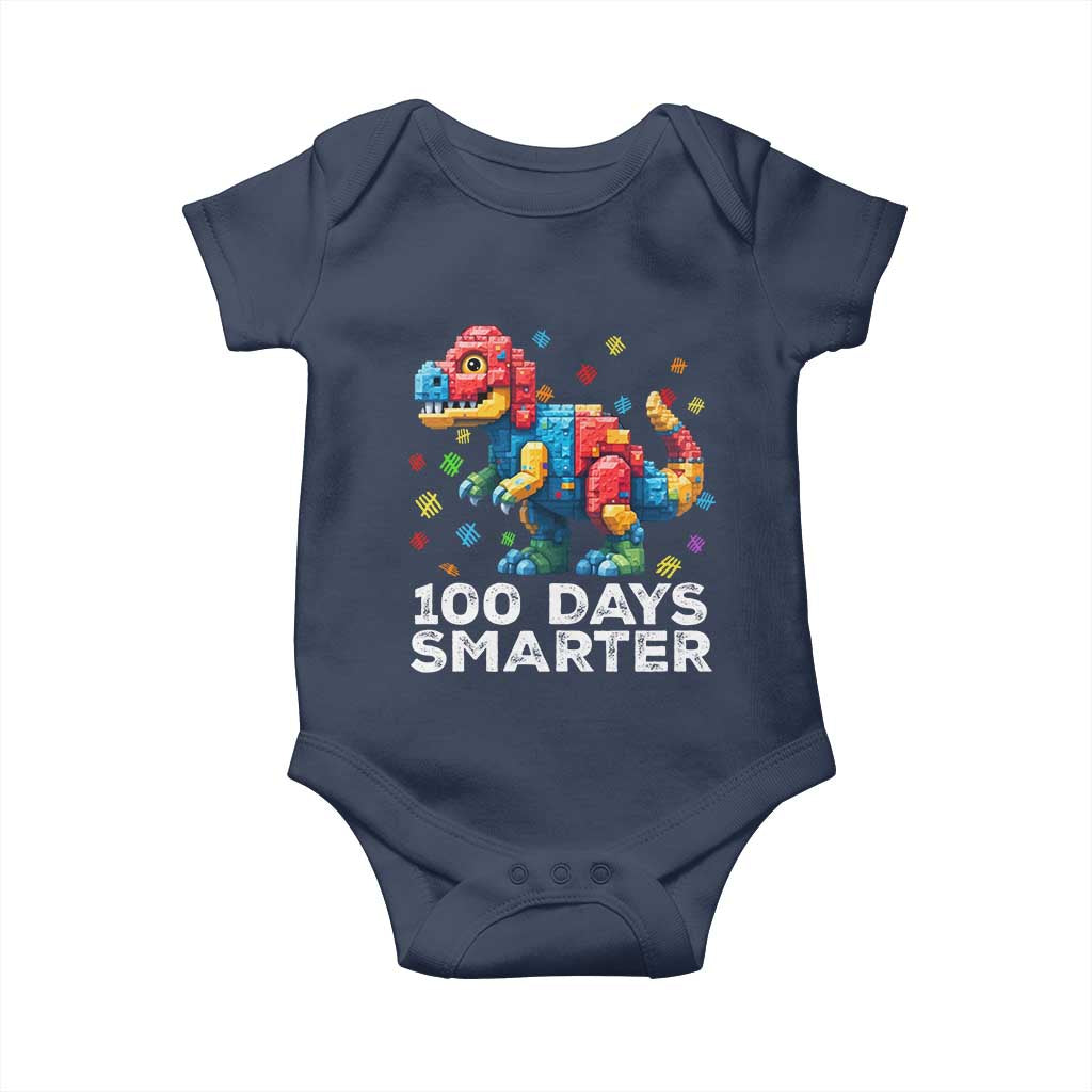 Dinosaur 100 Days Smarter Baby Onesie Building Bricks Dinosaur 100th Day Kids TS10 Navy Print Your Wear