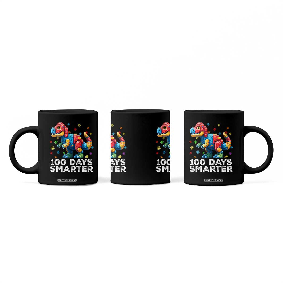Dinosaur 100 Days Smarter Coffee Mug Building Bricks Dinosaur 100th Day Kids TS10 Print Your Wear