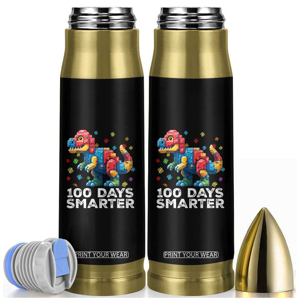 Dinosaur 100 Days Smarter Bullet Tumbler Building Bricks Dinosaur 100th Day Kids TS10 Black Print Your Wear