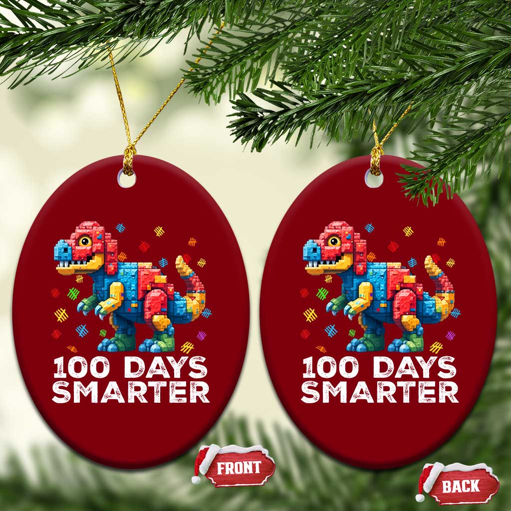 Dinosaur 100 Days Smarter Ceramic Ornament Building Bricks Dinosaur 100th Day Kids TS10 Print Your Wear