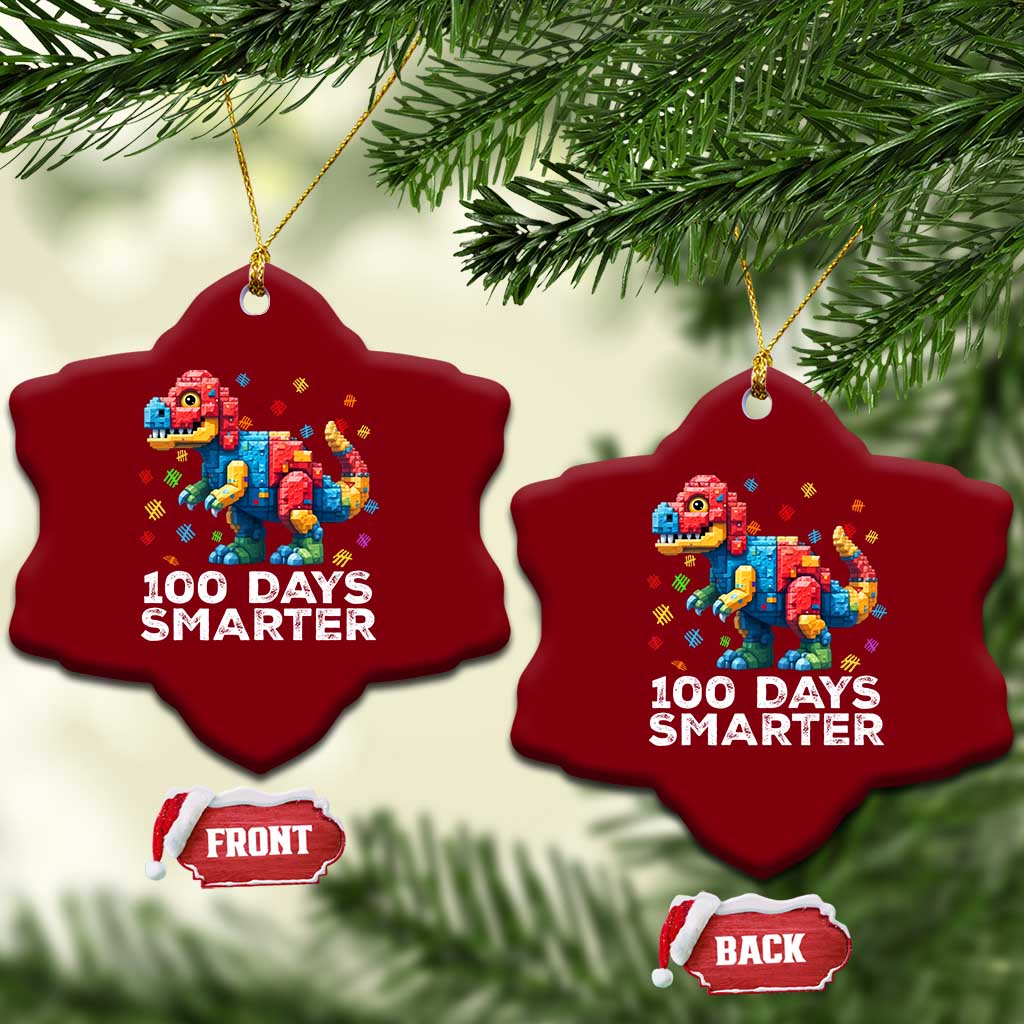 Dinosaur 100 Days Smarter Ceramic Ornament Building Bricks Dinosaur 100th Day Kids TS10 Print Your Wear