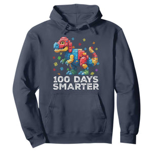 Dinosaur 100 Days Smarter Hoodie Building Bricks Dinosaur 100th Day Kids TS10 Navy Print Your Wear
