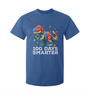 Dinosaur 100 Days Smarter T Shirt For Kid Building Bricks Dinosaur 100th Day Kids TS10 Royal Blue Print Your Wear