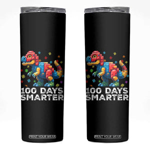 Dinosaur 100 Days Smarter Skinny Tumbler Building Bricks Dinosaur 100th Day Kids TS10 Black Print Your Wear