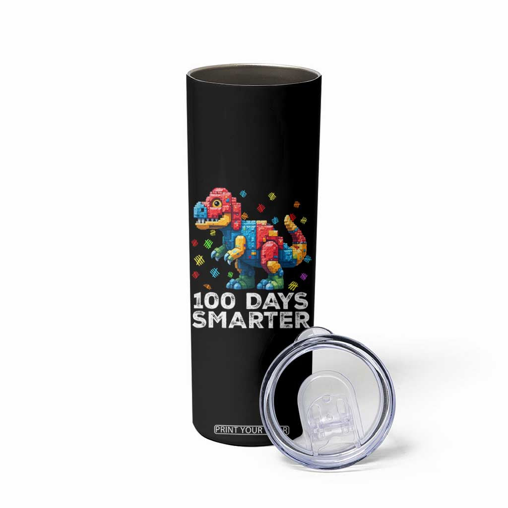 Dinosaur 100 Days Smarter Skinny Tumbler Building Bricks Dinosaur 100th Day Kids TS10 Print Your Wear