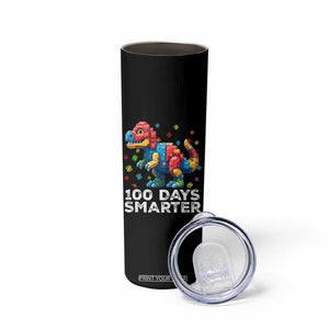 Dinosaur 100 Days Smarter Skinny Tumbler Building Bricks Dinosaur 100th Day Kids TS10 Print Your Wear