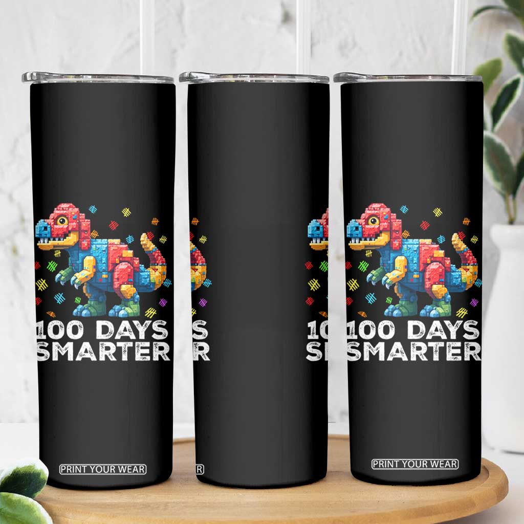Dinosaur 100 Days Smarter Skinny Tumbler Building Bricks Dinosaur 100th Day Kids TS10 Print Your Wear