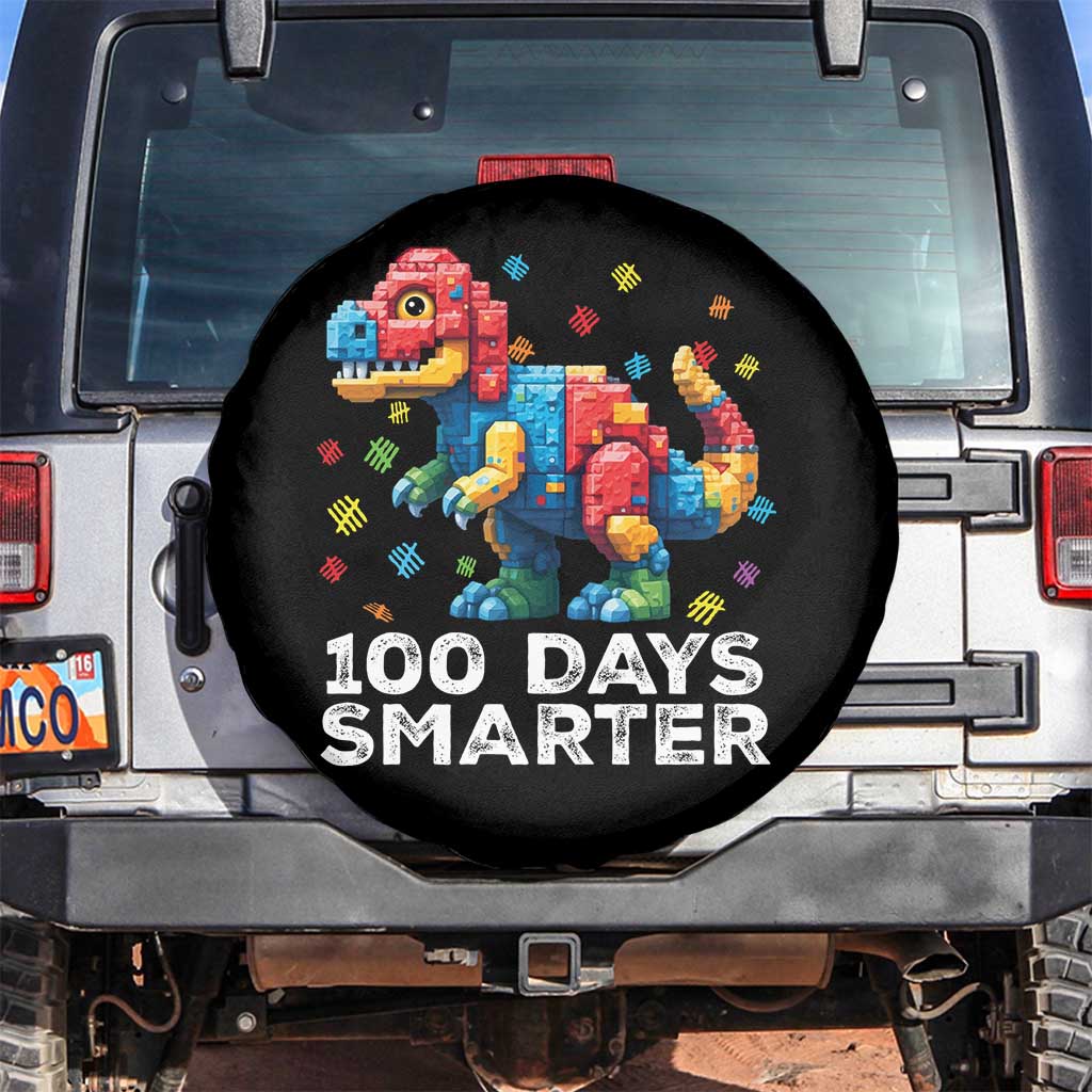 Dinosaur 100 Days Smarter Spare Tire Cover Building Bricks Dinosaur 100th Day Kids TS10 No hole Black Print Your Wear