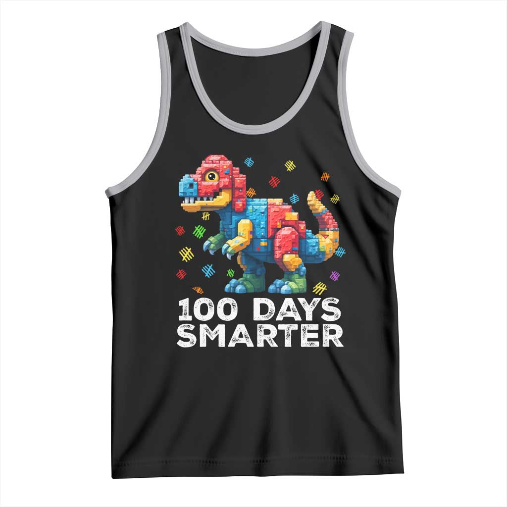 Dinosaur 100 Days Smarter Tank Top Building Bricks Dinosaur 100th Day Kids TS10 Black Athletic Heather Print Your Wear