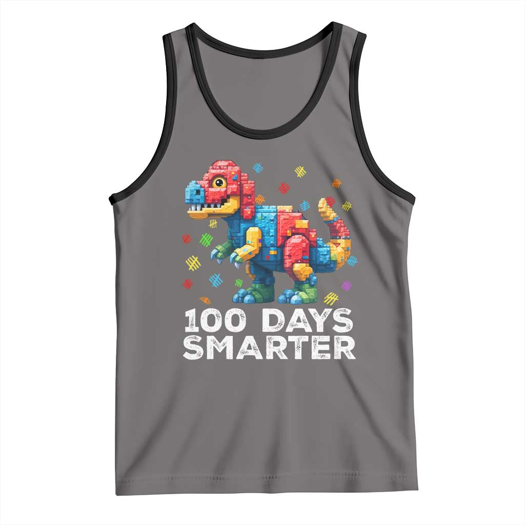 Dinosaur 100 Days Smarter Tank Top Building Bricks Dinosaur 100th Day Kids TS10 Deep Heather Black Print Your Wear