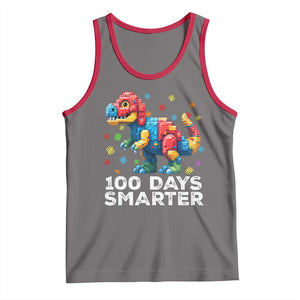 Dinosaur 100 Days Smarter Tank Top Building Bricks Dinosaur 100th Day Kids TS10 Deep Heather Red Print Your Wear