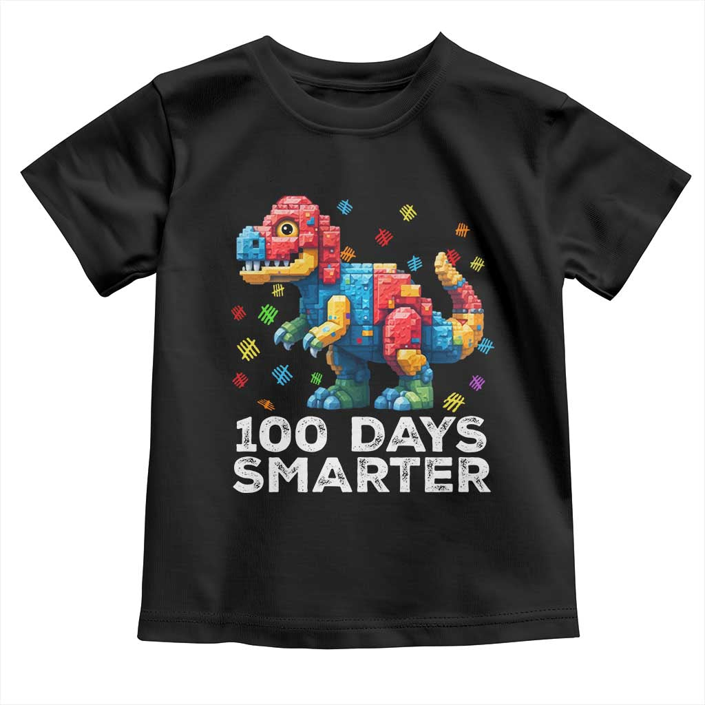 Dinosaur 100 Days Smarter Toddler T Shirt Building Bricks Dinosaur 100th Day Kids TS10 Black Print Your Wear