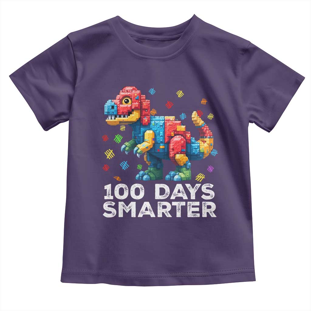 Dinosaur 100 Days Smarter Toddler T Shirt Building Bricks Dinosaur 100th Day Kids TS10 Purple Print Your Wear