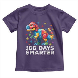 Dinosaur 100 Days Smarter Toddler T Shirt Building Bricks Dinosaur 100th Day Kids TS10 Purple Print Your Wear