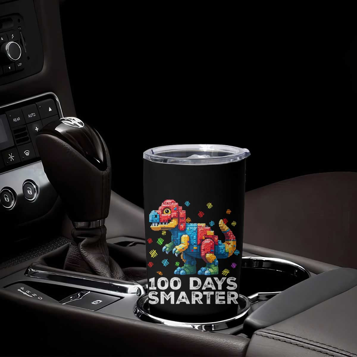 Dinosaur 100 Days Smarter Tumbler Cup Building Bricks Dinosaur 100th Day Kids TS10 Print Your Wear